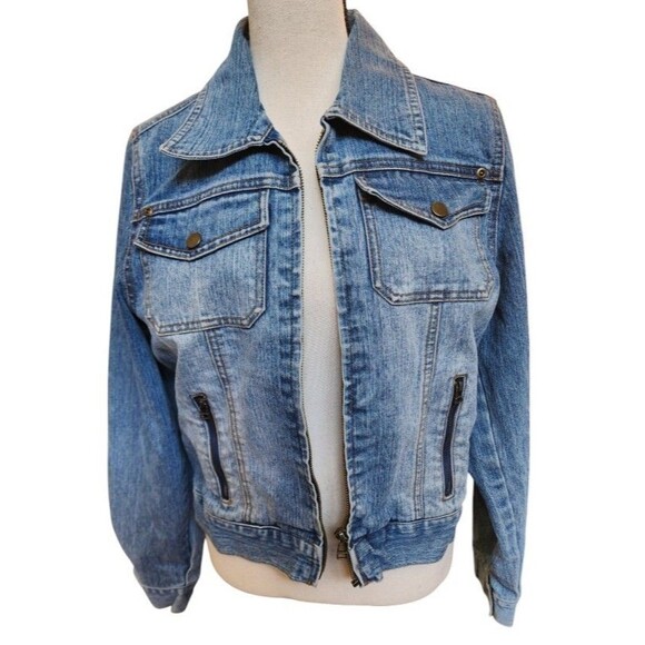 Hamsa Gold Patch Denim Jacket Size Small Marianne Protection Hand Of Fatima - Picture 2 of 9